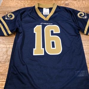 Youth large 12/14 NFL players printed Rams jersey 16 Goff